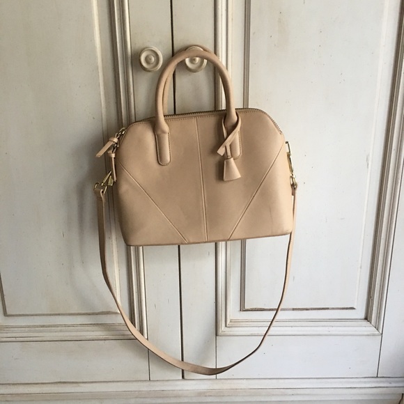Zara creamy pink / beige classic bowler bag with crossbody strap - Picture 3 of 12